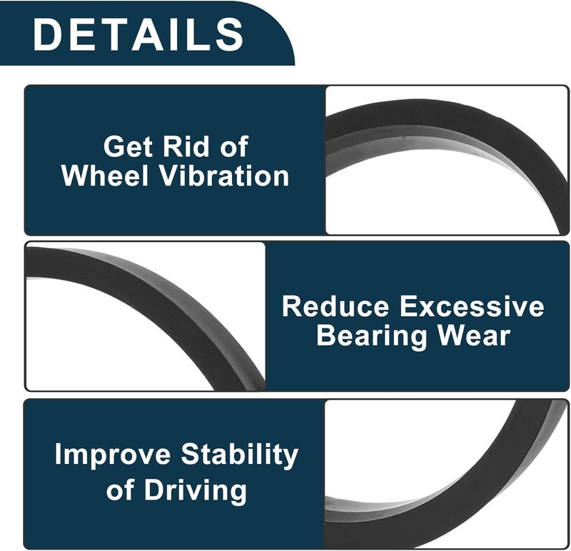 TUCKBOLD Car Wheel Hub Centric Rings Durable Wheels Center Shaft Shock Absorbing Hubrings Black 2 Pcs OD 106.1mm to ID 95.1 mm Polycarbonate - Image 4